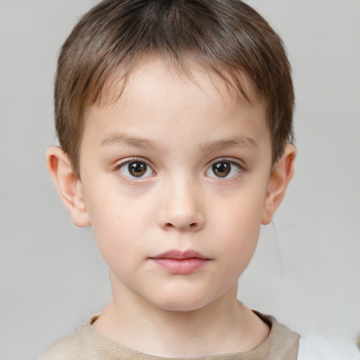 Neutral white child male with short  brown hair and brown eyes