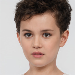 Neutral white child male with short  brown hair and brown eyes