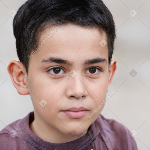 Neutral white child male with short  brown hair and brown eyes