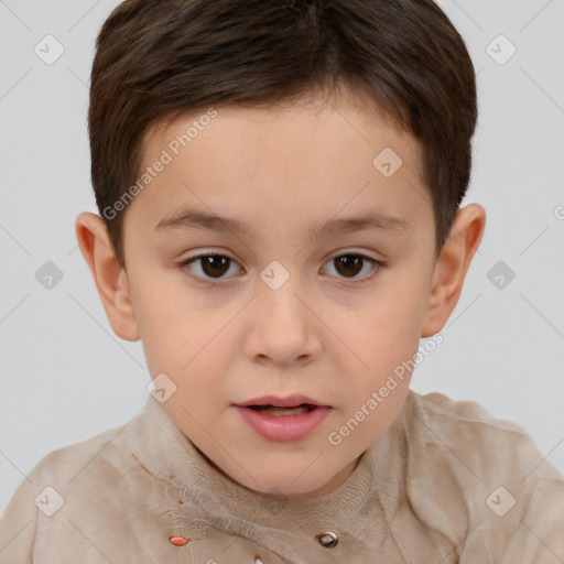 Neutral white child female with short  brown hair and brown eyes