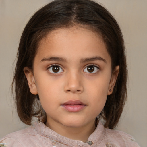 Neutral white child female with medium  brown hair and brown eyes