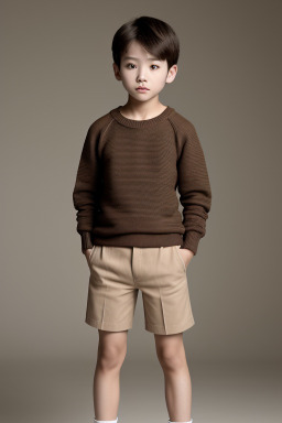 South korean child boy with  brown hair