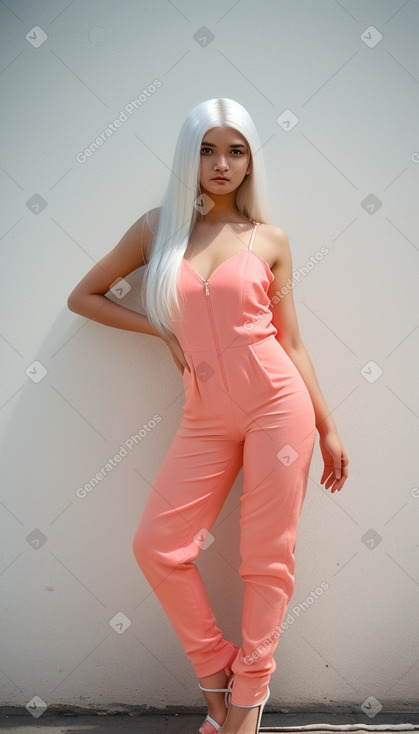 Uzbek teenager girl with  white hair