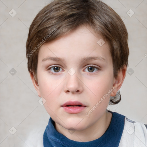 Neutral white child female with short  brown hair and brown eyes