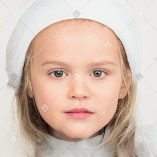 Neutral white child female with medium  brown hair and brown eyes