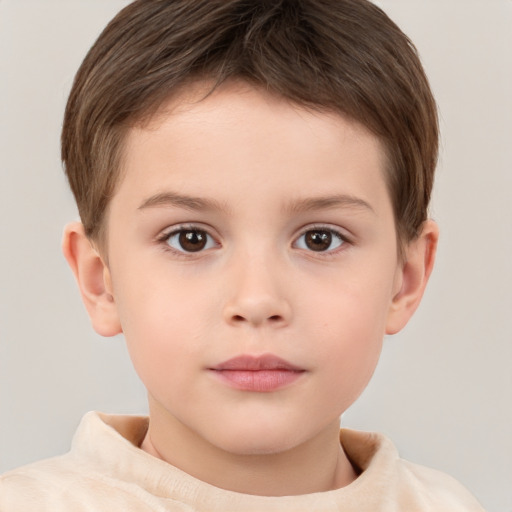 Neutral white child male with short  brown hair and brown eyes