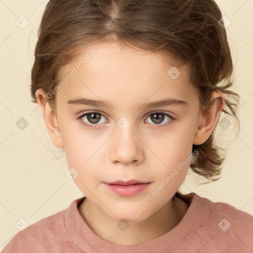 Neutral white child female with medium  brown hair and brown eyes