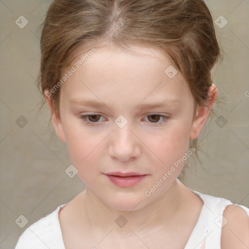 Neutral white child female with medium  brown hair and brown eyes