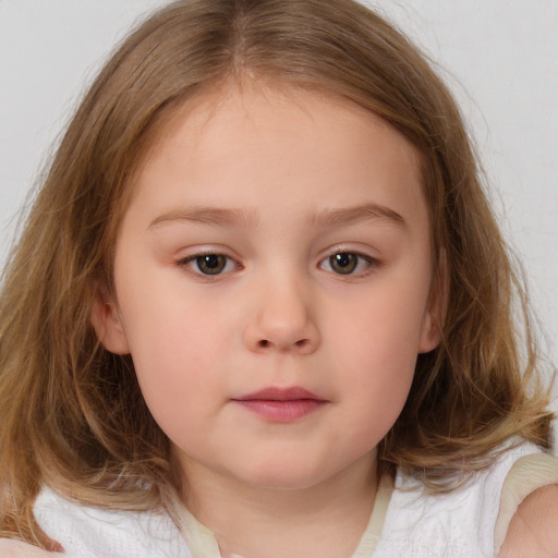 Neutral white child female with medium  brown hair and brown eyes