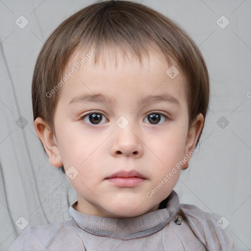 Neutral white child male with short  brown hair and brown eyes