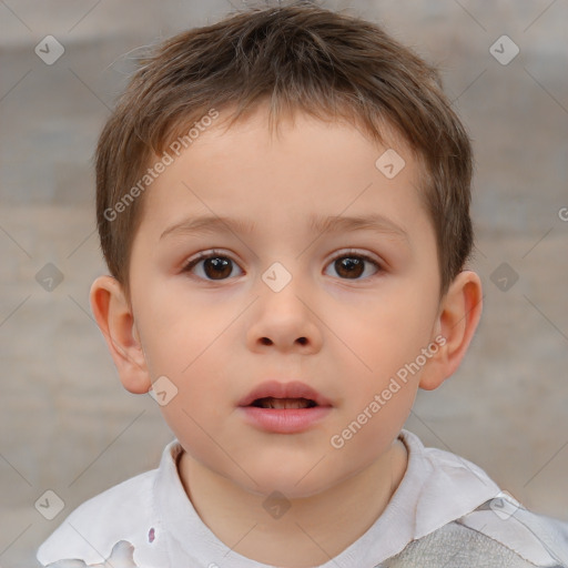 Neutral white child male with short  brown hair and brown eyes