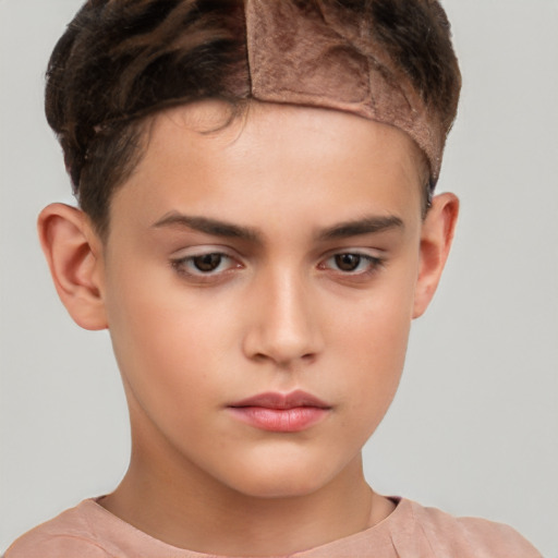 Neutral white child male with short  brown hair and brown eyes