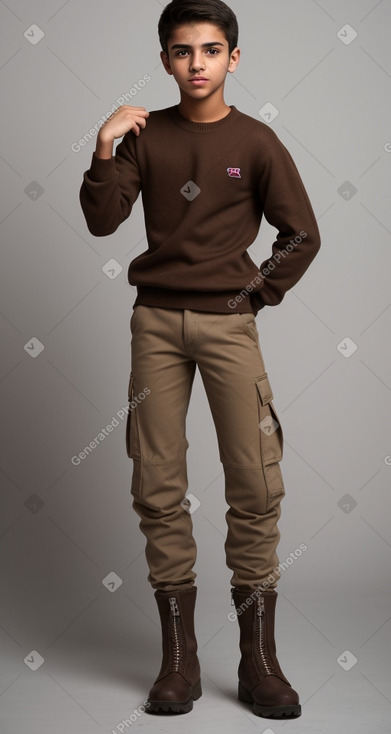 Qatari teenager boy with  brown hair