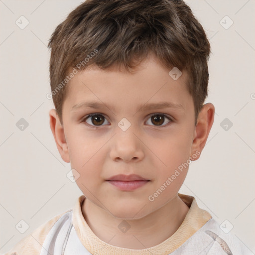 Neutral white child male with short  brown hair and brown eyes