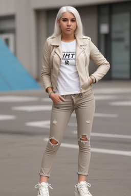 Colombian young adult female with  white hair