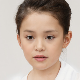 Neutral white child female with short  brown hair and brown eyes