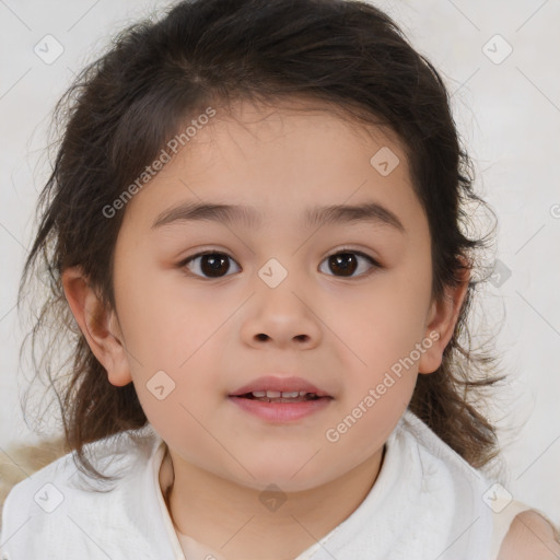 Neutral white child female with medium  brown hair and brown eyes