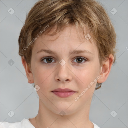 Neutral white child male with short  brown hair and brown eyes