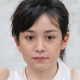 Neutral white child female with medium  brown hair and brown eyes