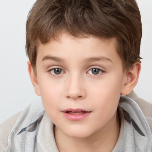 Neutral white child male with short  brown hair and brown eyes