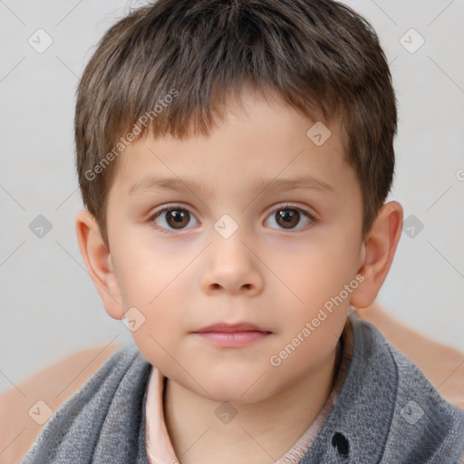 Neutral white child male with short  brown hair and brown eyes