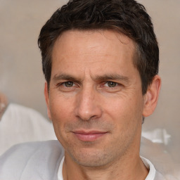 Neutral white adult male with short  brown hair and brown eyes