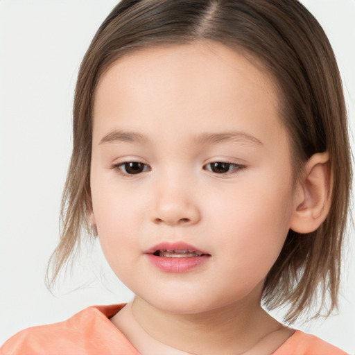 Neutral white child female with medium  brown hair and brown eyes