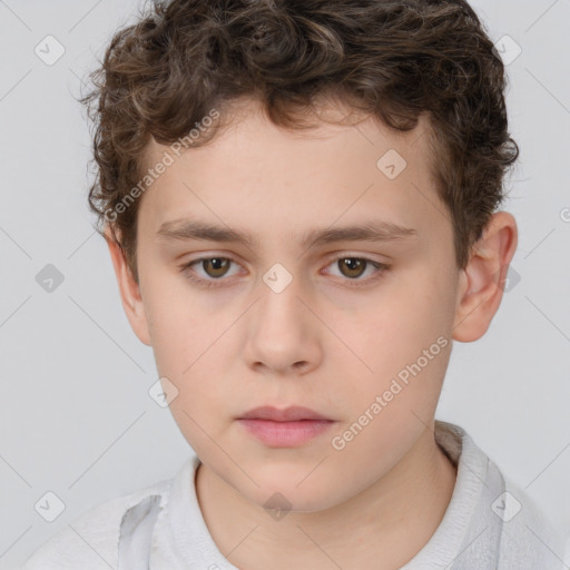 Neutral white child male with short  brown hair and brown eyes