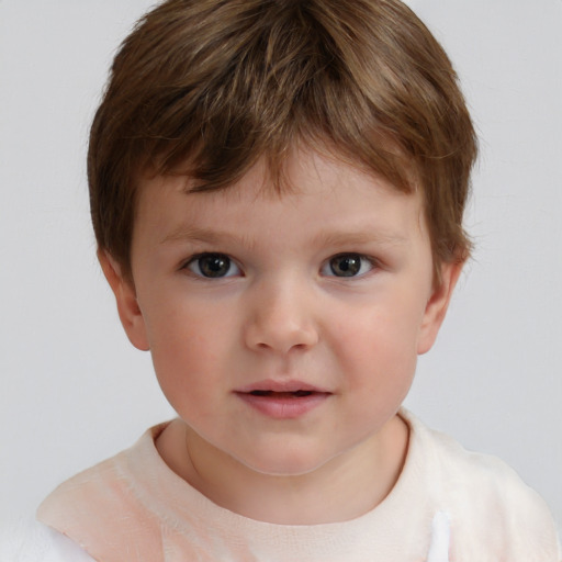 Neutral white child male with short  brown hair and brown eyes