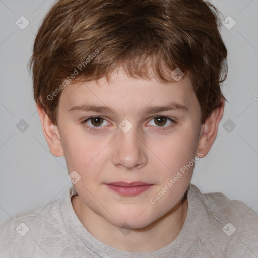 Neutral white child male with short  brown hair and brown eyes