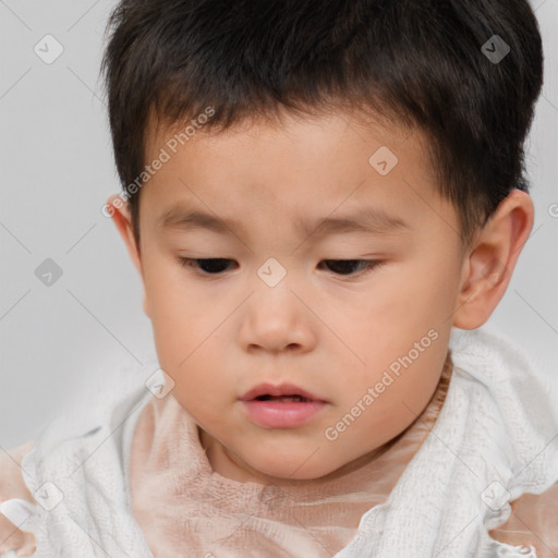 Neutral white child male with short  brown hair and brown eyes