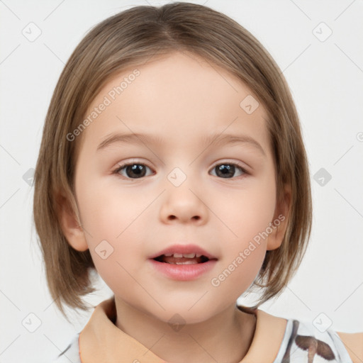 Neutral white child female with medium  brown hair and brown eyes