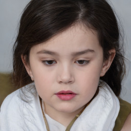 Neutral white child female with medium  brown hair and brown eyes