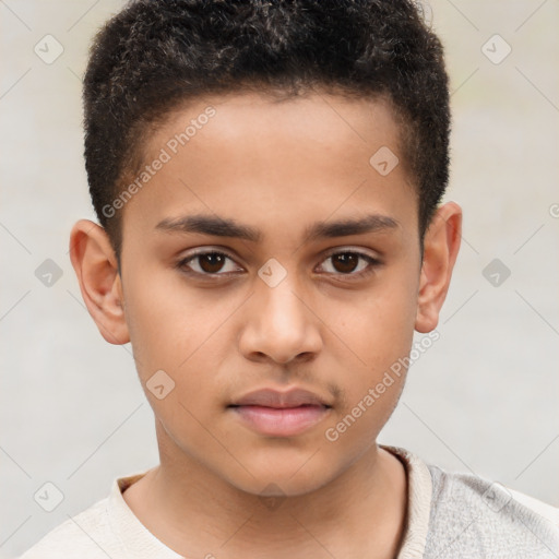 Neutral white child male with short  brown hair and brown eyes