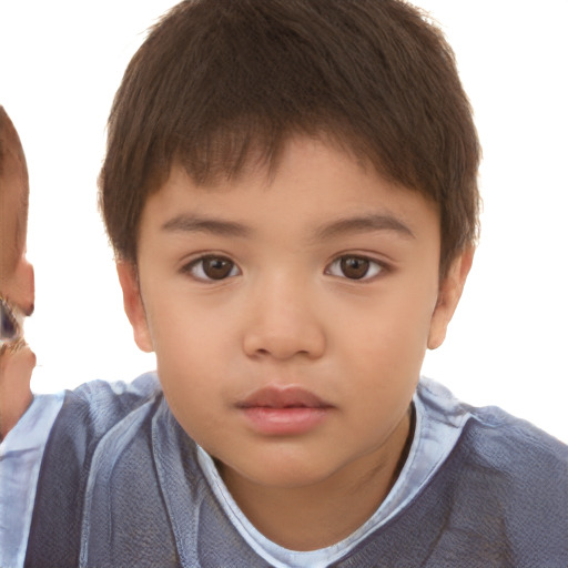 Neutral white child male with short  brown hair and brown eyes