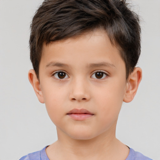 Neutral white child male with short  brown hair and brown eyes