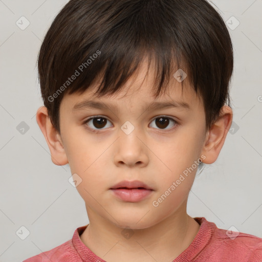 Neutral white child male with short  brown hair and brown eyes