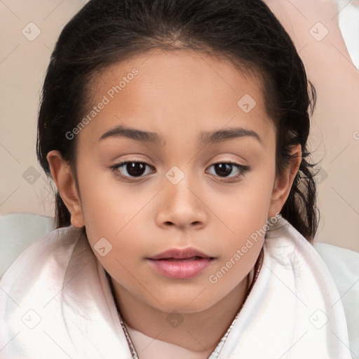 Neutral white child female with medium  brown hair and brown eyes