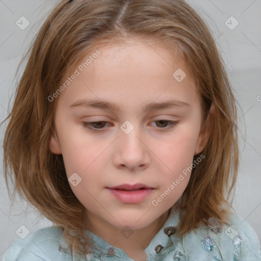 Neutral white child female with medium  brown hair and brown eyes