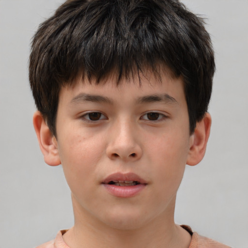 Neutral white child male with short  brown hair and brown eyes