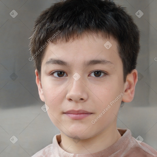 Neutral white child male with short  brown hair and brown eyes