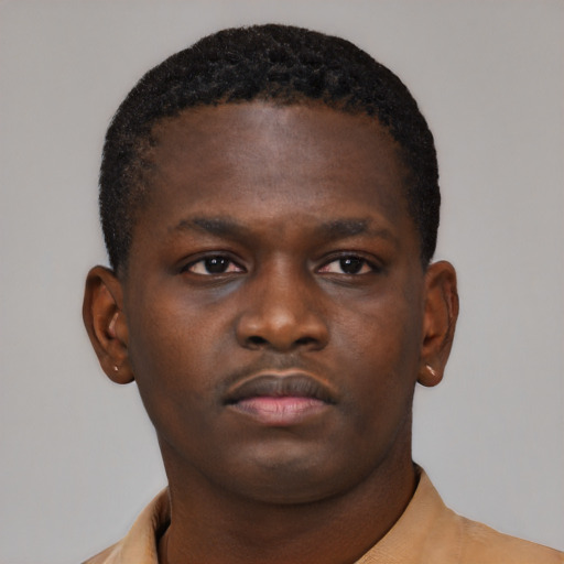 Neutral black young-adult male with short  brown hair and brown eyes
