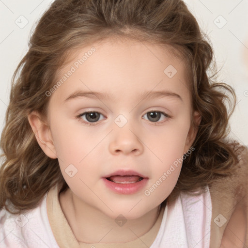 Neutral white child female with medium  brown hair and brown eyes