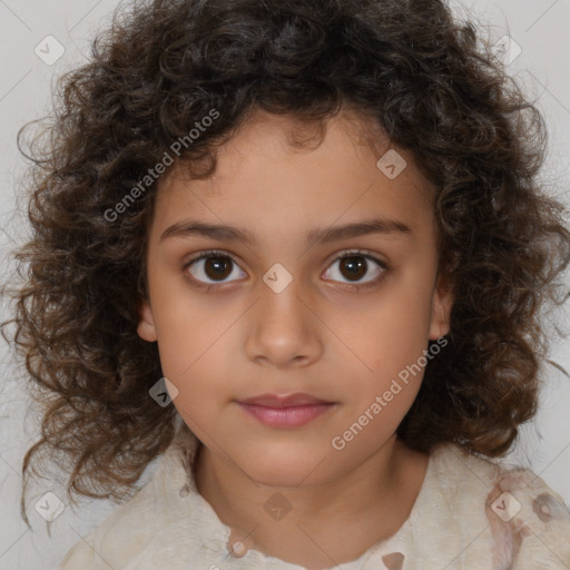 Neutral white child female with medium  brown hair and brown eyes