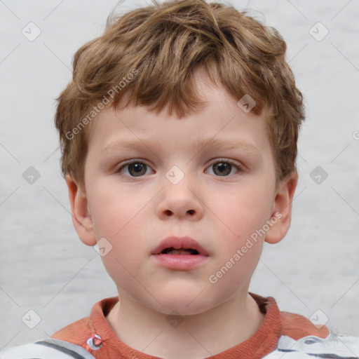 Neutral white child male with short  brown hair and brown eyes