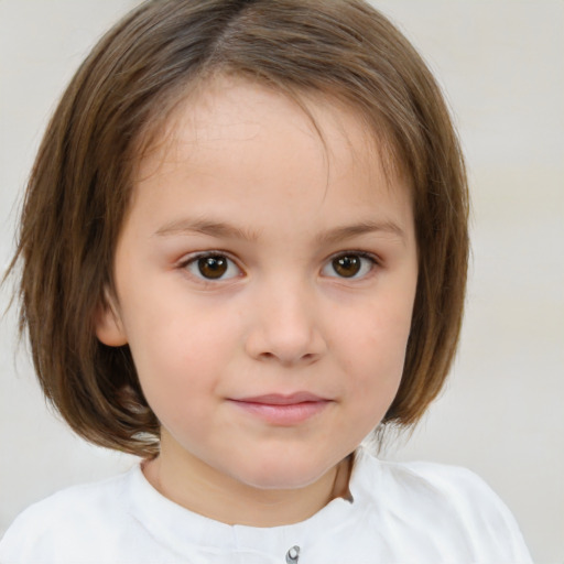 Neutral white child female with medium  brown hair and brown eyes