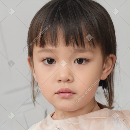 Neutral white child female with medium  brown hair and brown eyes