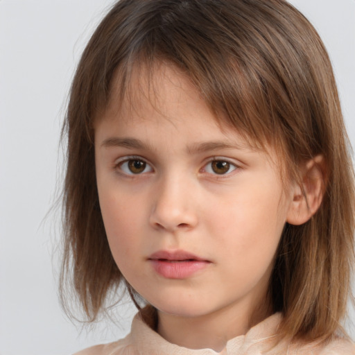 Neutral white child female with medium  brown hair and brown eyes