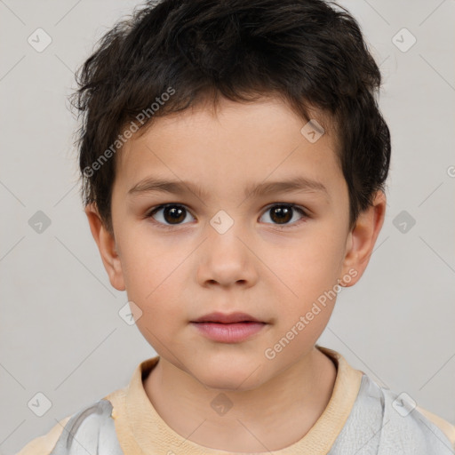 Neutral white child male with short  brown hair and brown eyes