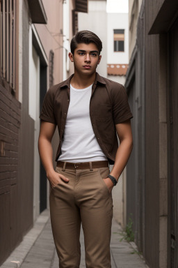 Colombian young adult male with  brown hair